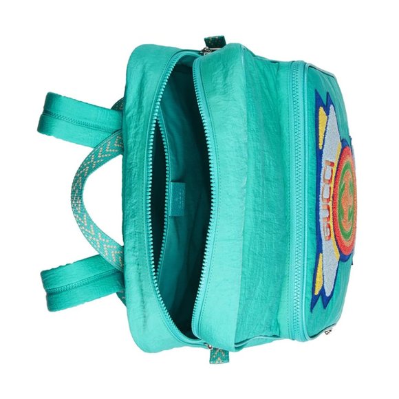 Gucci Medium 80s Logo Patch Backpack in Blue main image 5